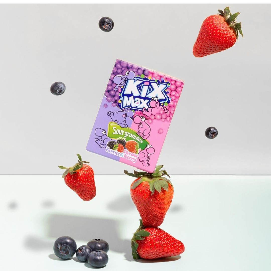 دراژه شکری با طعم ترش( توت فرنگی و میوه های جنگلی) کیکس مکس kixmax