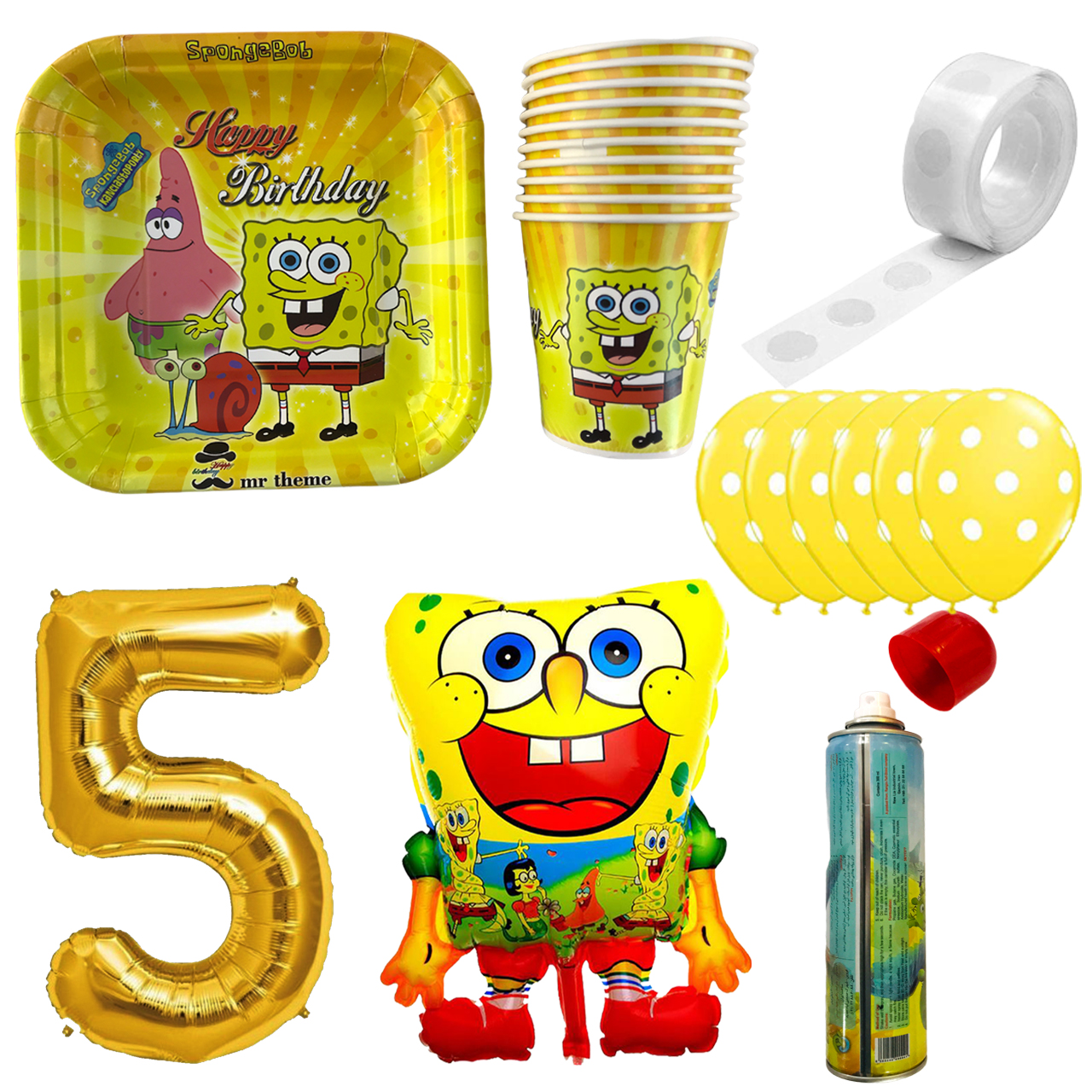 مجموعه 30 عددی تم تولد مستر تم طرح باب اسفنجی کد 5