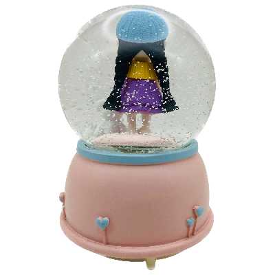 گوی موزیکال مدل پمپی Sweet girl طرح دختر دوست داشتنی و خرس کوچولو کد PD4054