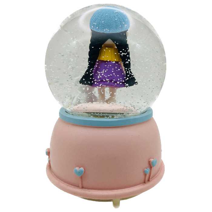 گوی موزیکال مدل پمپی Sweet girl طرح دختر دوست داشتنی و خرس کوچولو کد PD4054