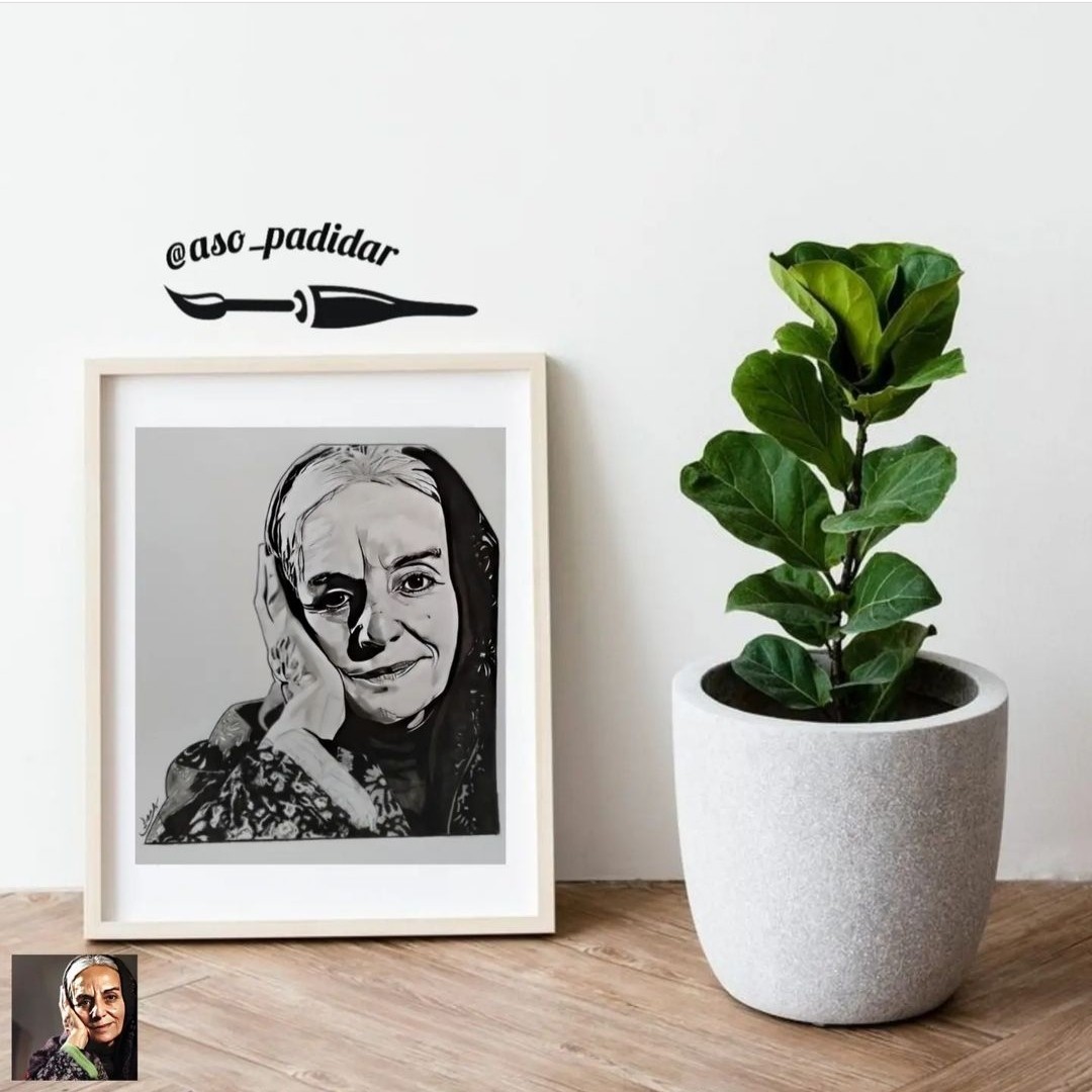 طراحی پرتره سیاه قلم خانم مریم بوبانی