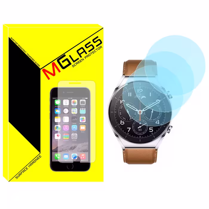 محافظ صفحه نمایش شیشه‌ای ام گلس مدل SH-MG مناسب برای ساعت هوشمند شیائومی Watch S1 GL بسته سه عددی