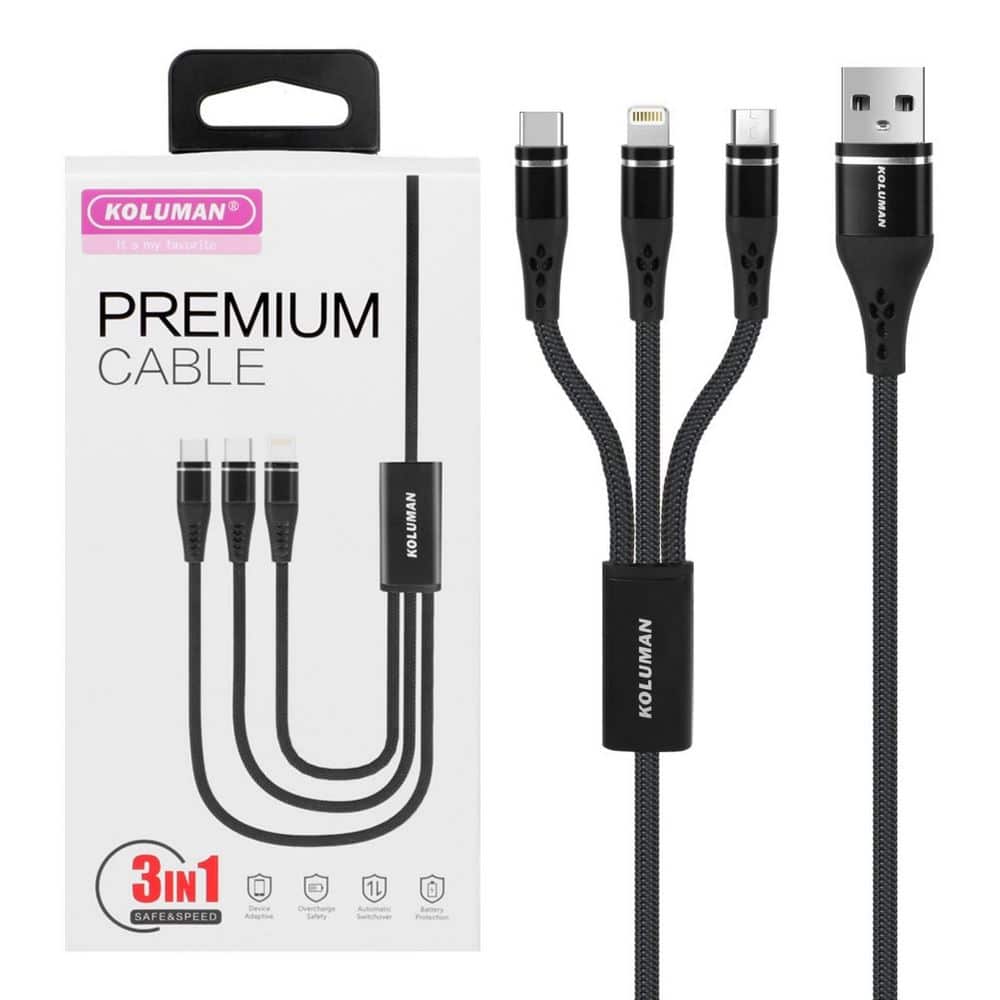 کابل تبدیل سه کاره کلومن مدل KD-24 Koluman 3 in 1 Cable - امین 24 امانت دار اعتماد شما