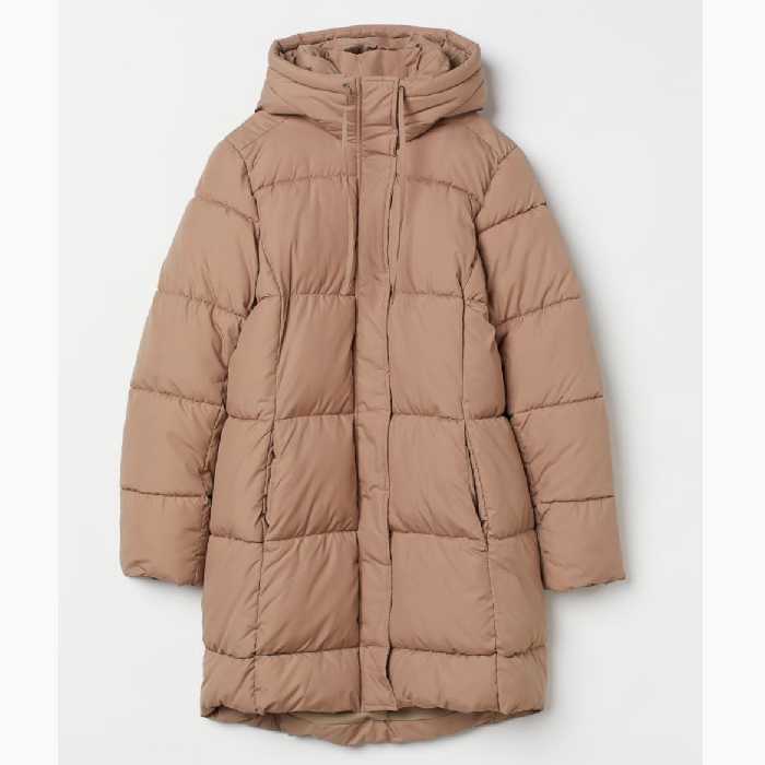 کاپشن  بلند دخترانه رنگ کاراملی برند اچ اند ام