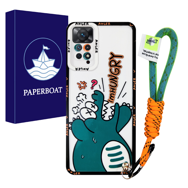 کاور قایق کاغذی مدل Angry Croco مناسب برای گوشی موبایل شیائومی Redmi Note 11 4G / Note 11S به همراه بند آویز