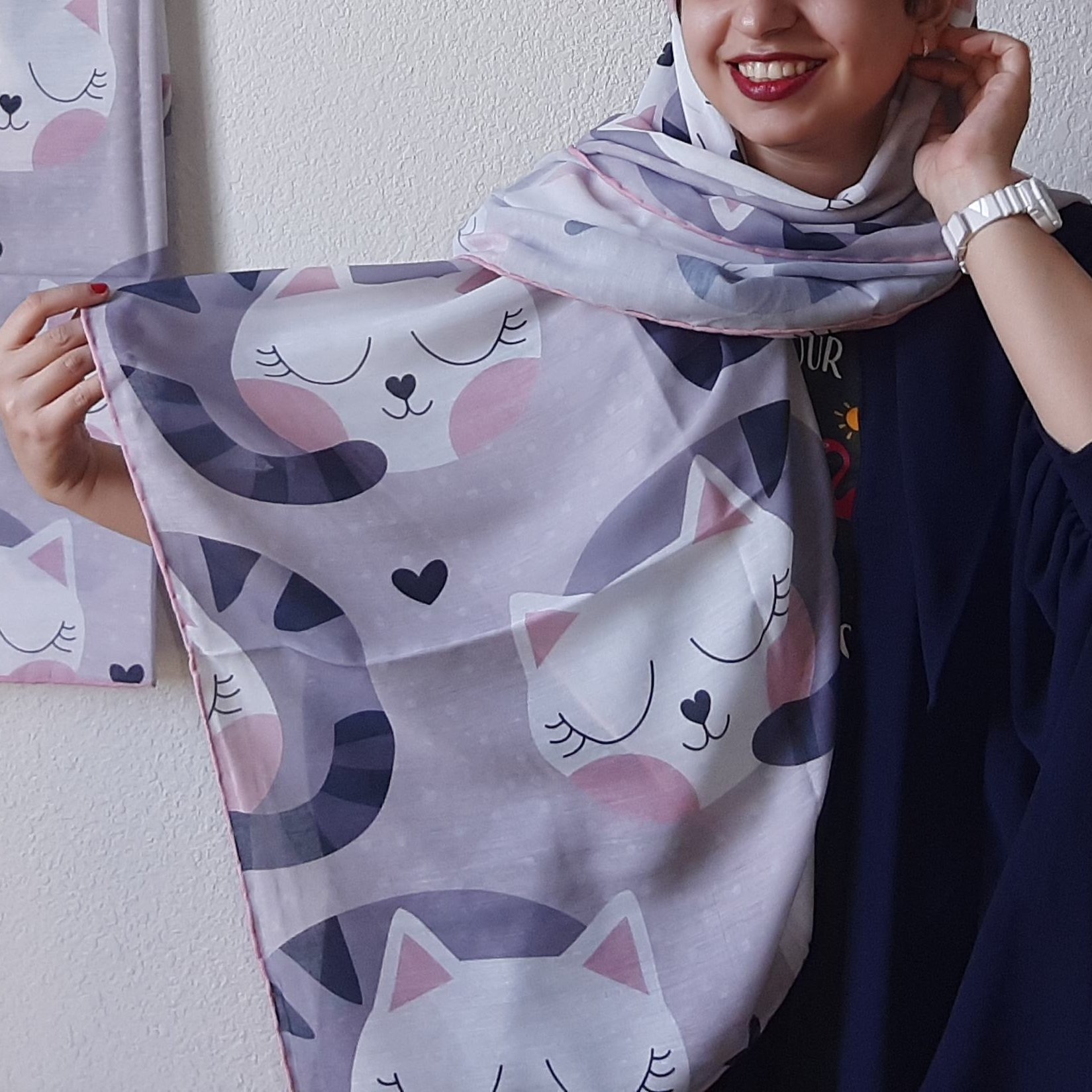 روسری گربه ای کد 3 کیوت جنس سوپر نخ