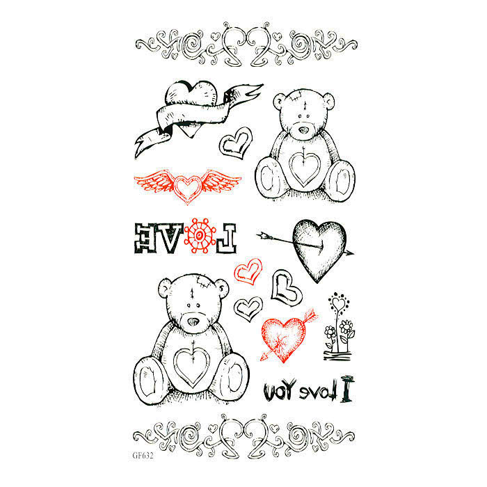 تتو موقت طرح خرس و عشق مدل 632