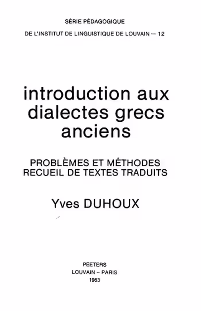 خرید و دانلود نسخه کامل کتاب Introduction aux dialectes grecs anciens