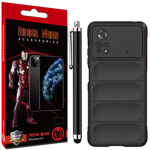 کاور آیرون من مدل Ultimate Protection مناسب برای گوشی موبایل شیائومی Poco X4 Pro 5G به همراه قلم لمسی