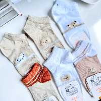 جوراب خرسی تدی برجسته سه بعدی پشمالویی فانتزی کیوت دخترانه زنانه فری سایز  رنگ نود گوگولی مناسب کاذو هدیه 