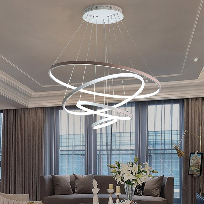 لوستر آویز مدرن مدل Four white light rings inside