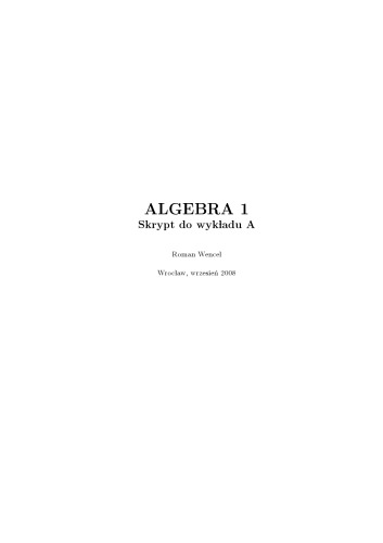 خرید و دانلود نسخه کامل کتاب Algebra 1: Skrypt do wykladu A