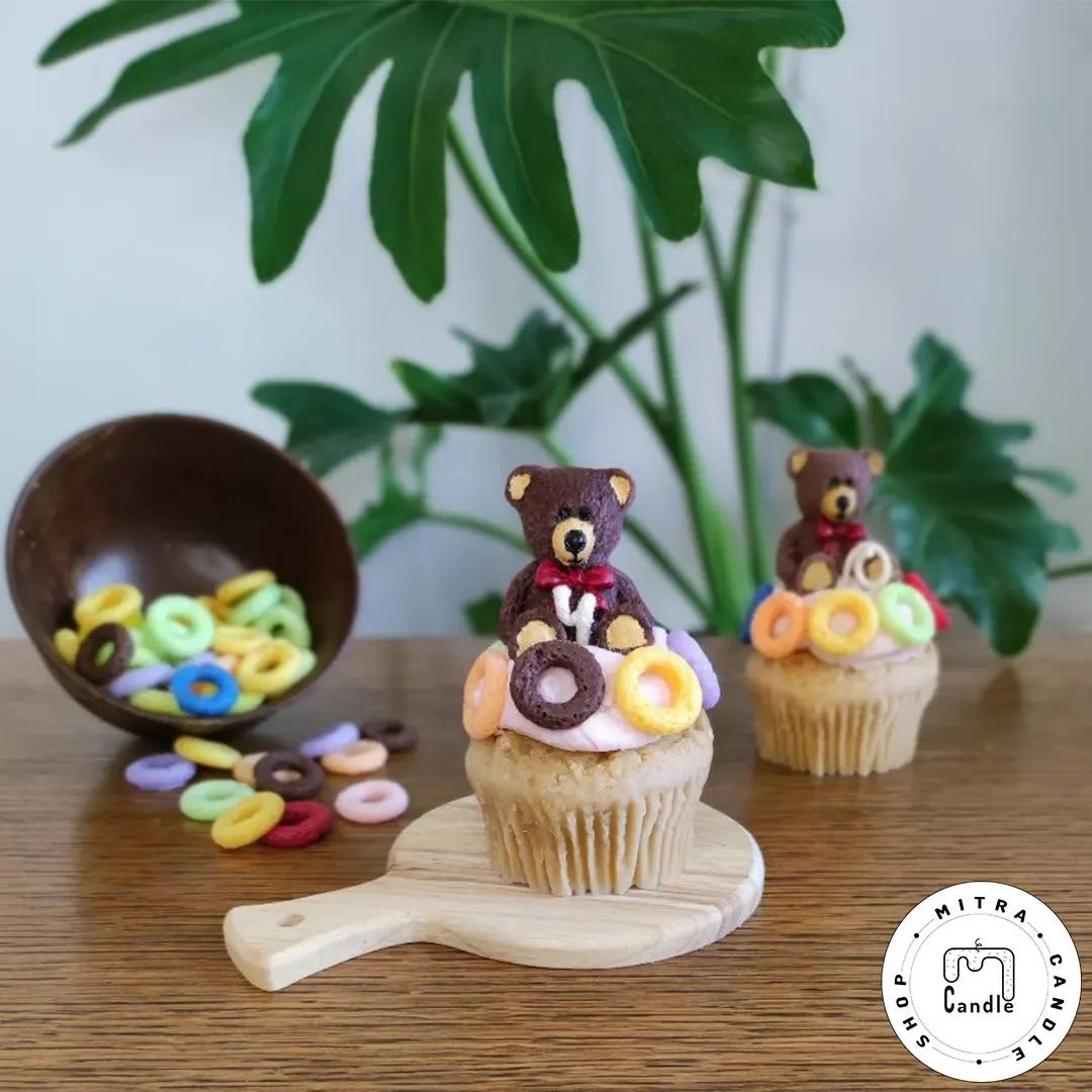 شمع کاپ کیک بزرگ خرسی 
