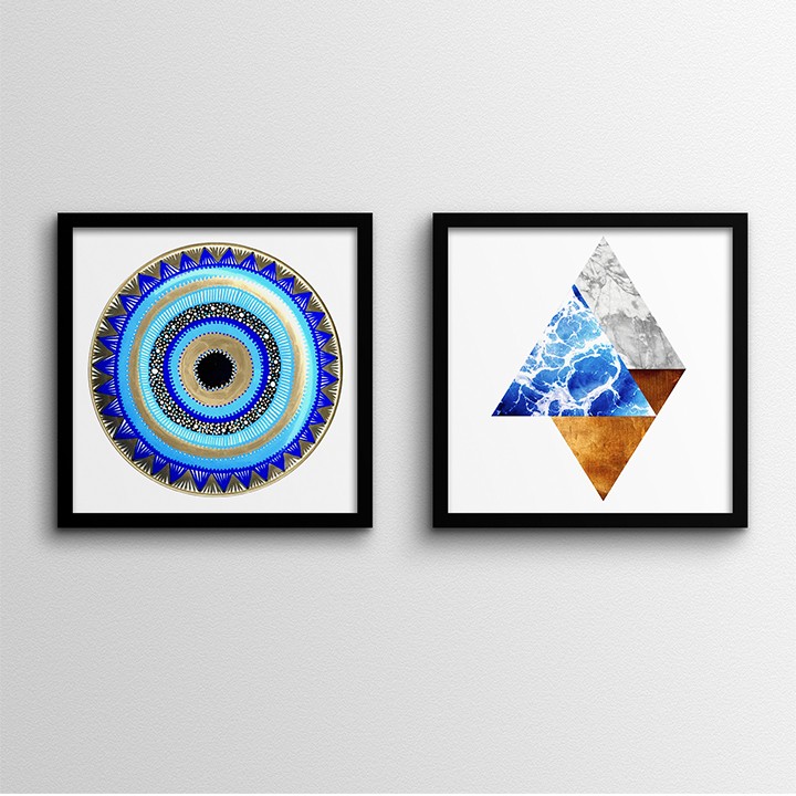 تابلو دکوراتیو مدل چشم و نظر کد TC56M مجموعه 2 عددی