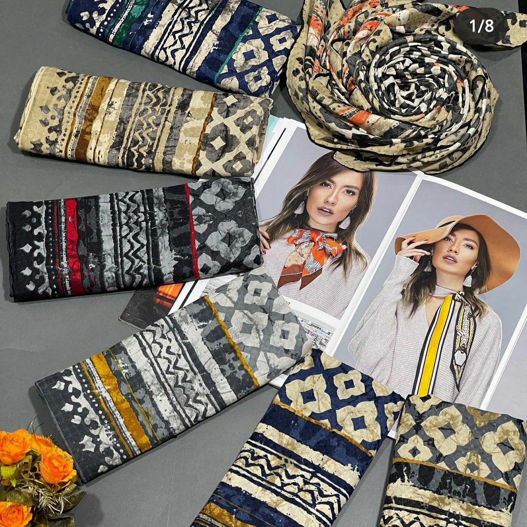 روسری نخی دور دست دوز