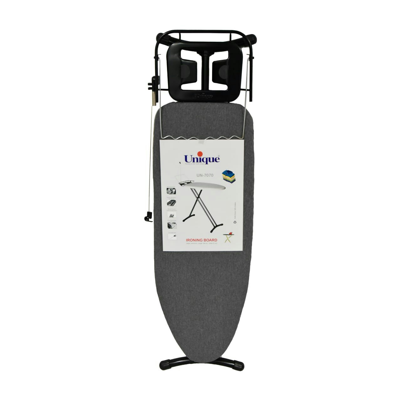 میز اتو ایستاده فلزی پریز دار با روکش نسوز ( یونیک ) 7070 طوسی 