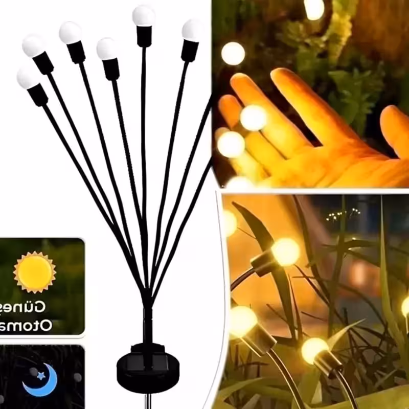 چراغ خورشیدی 2 عددی باغچه مدل گل شب تاب | amazonchi