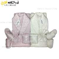 سرویس حوله عروس و داماد 12تکه یقه ابریشم برند MARIBOR