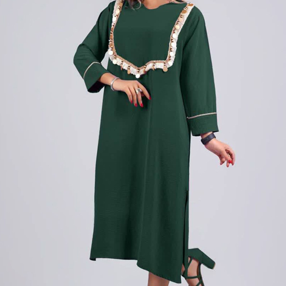 مانتو عبایی سکه یی جنس ابروبادی