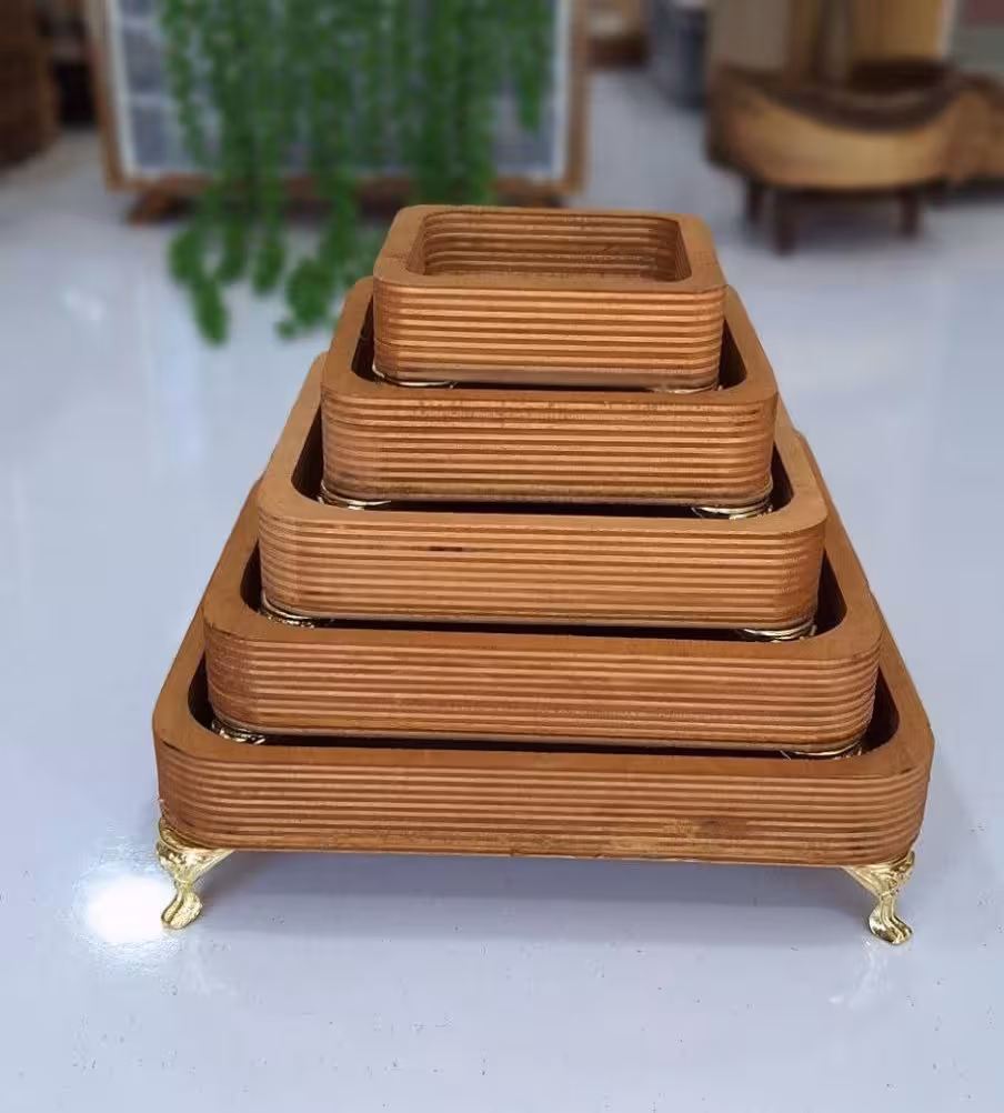 سینی 5سایز مربع پایه دار