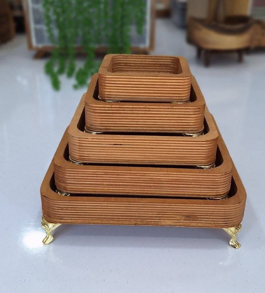 سینی 5سایز مربع پایه دار