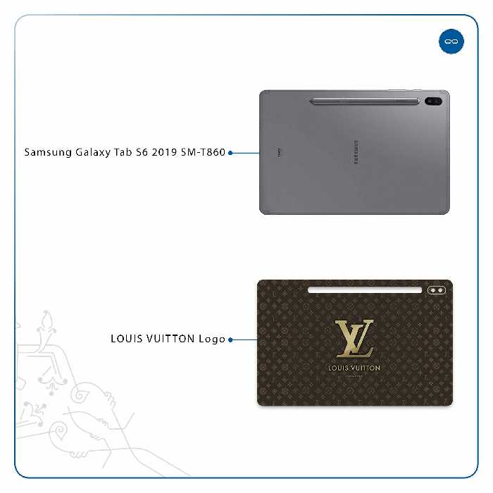 برچسب پوششی ماهوت مدل LOUIS-VUITTON-Logo مناسب برای تبلت سامسونگ Galaxy Tab S6 2019 SM-T860
