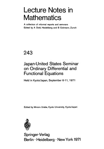خرید و دانلود نسخه کامل کتاب Japan-United States Seminar on Ordinary Differential and Functional Equations