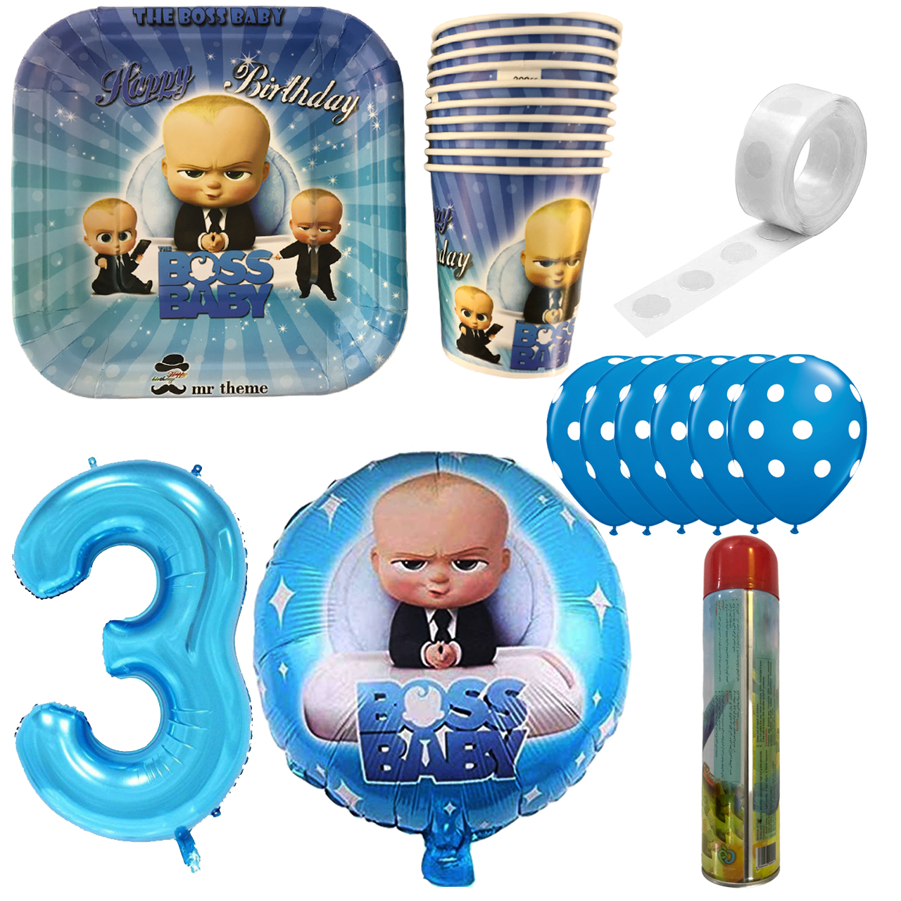 مجموعه 30 عددی تم تولد مستر تم طرح بچه رئیس کد 3