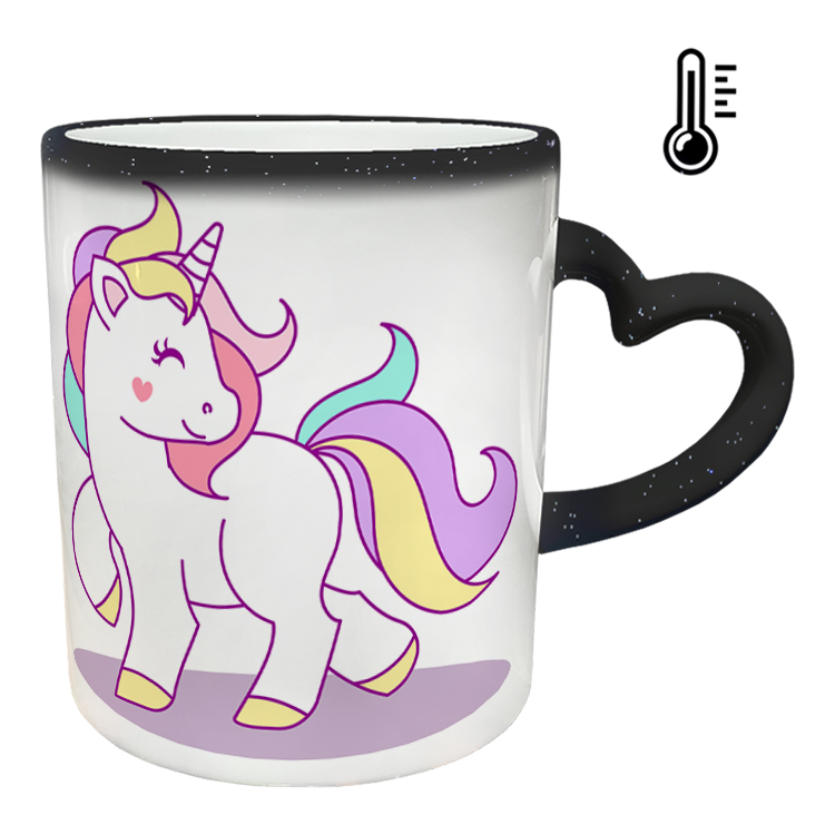 ماگ حرارتی مدل دسته قلبی اکلیلی طرح یونیکورن کد 83