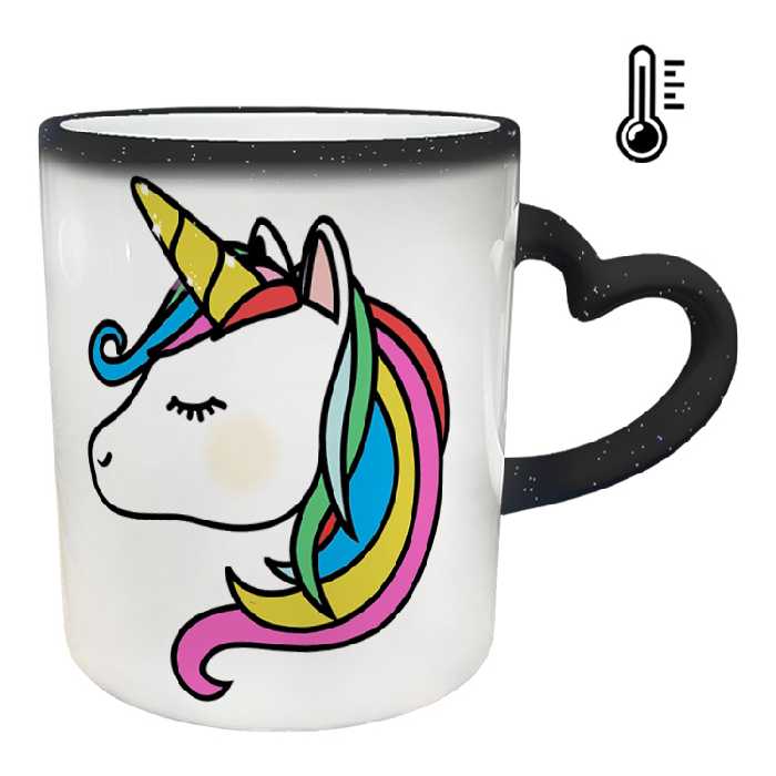 ماگ حرارتی مدل دسته قلبی اکلیلی طرح یونیکورن کد 56