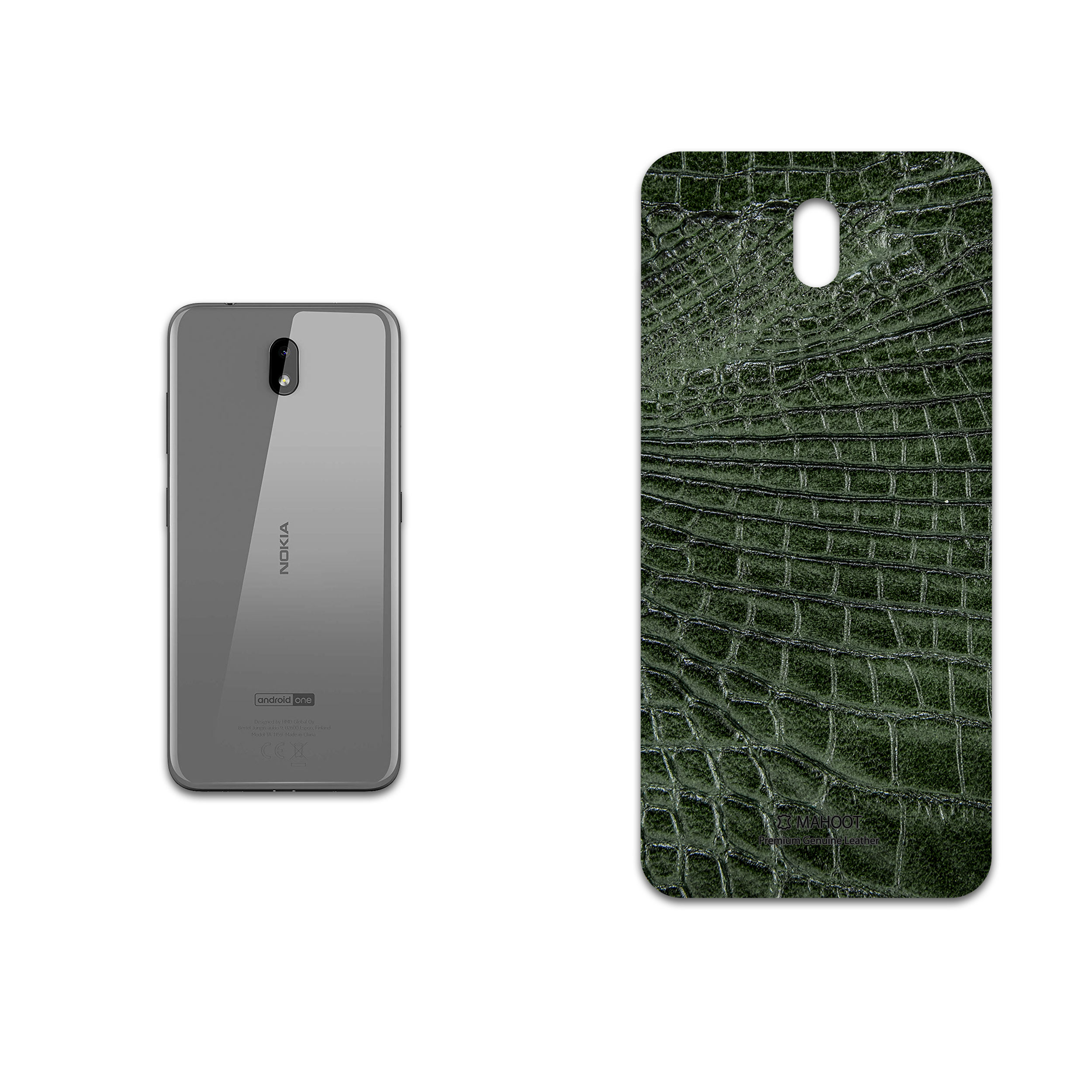برچسب پوششی ماهوت مدل Green-Crocodile-Leather مناسب برای گوشی موبایل نوکیا 3.2 TA-1156