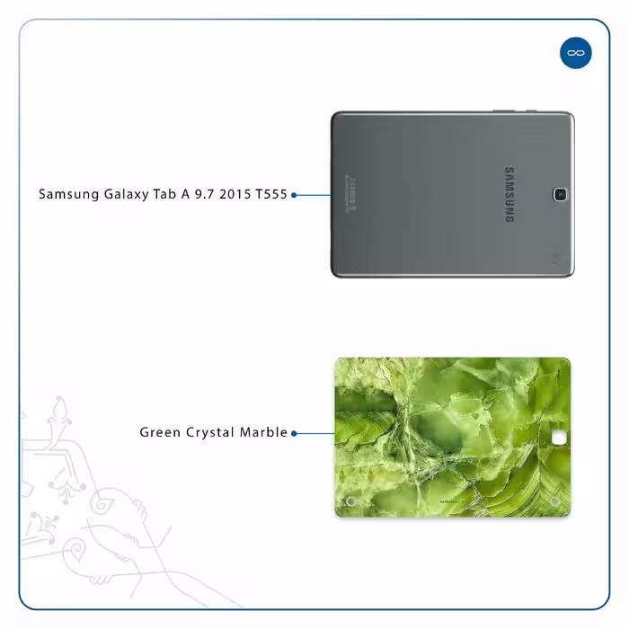 برچسب پوششی ماهوت مدل Green Crystal Marble مناسب برای تبلت سامسونگ Galaxy Tab A 9.7 2015 T555