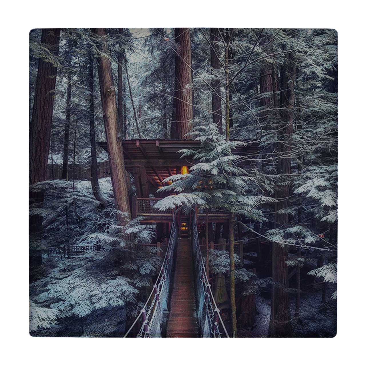 کاشی کارنیلا طرح جنگل برفی و کلبه مدل لوحی کد klh800