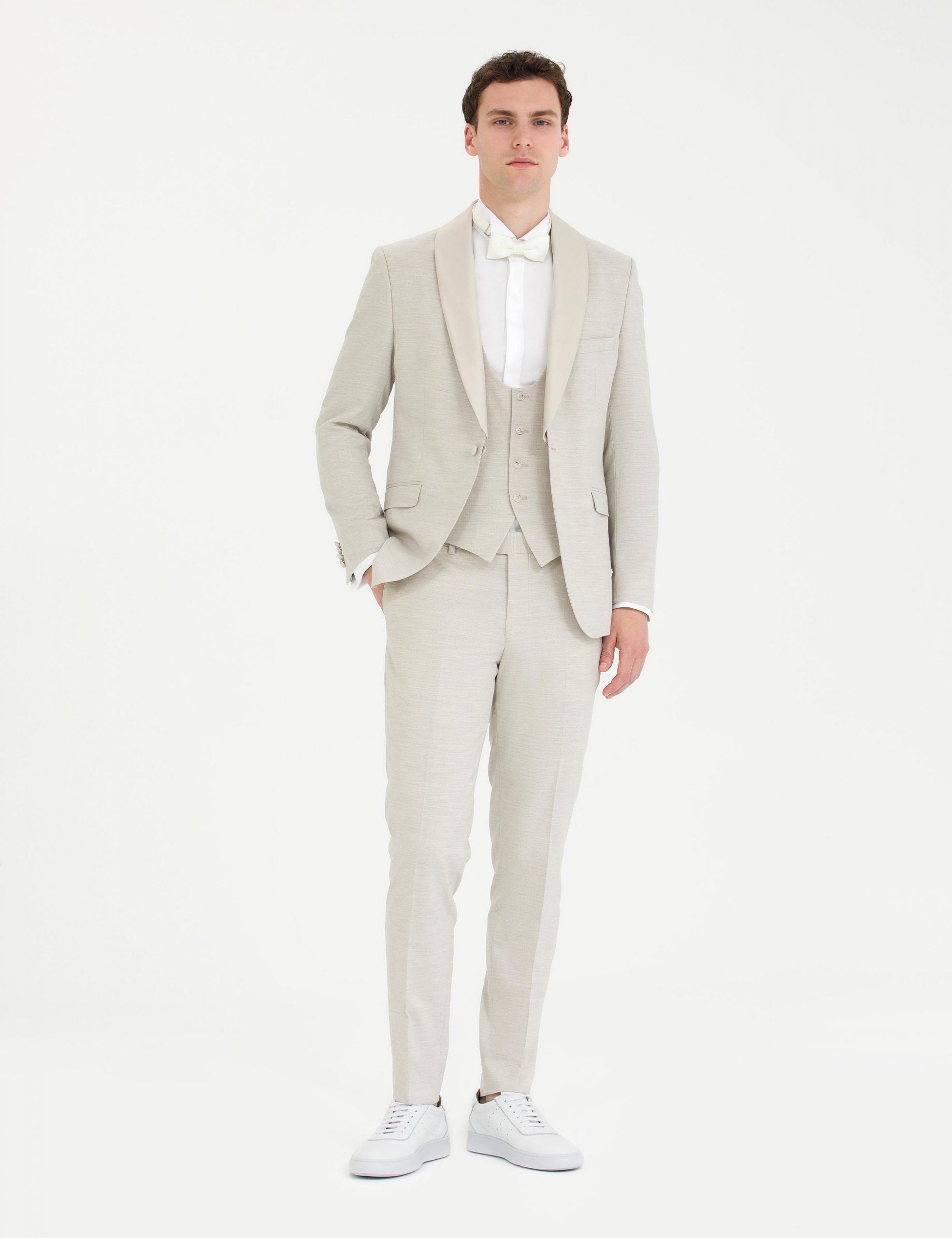 کت و شلوار مردانه بژ پیرکاردین - فروشگاه لباس شهرمون