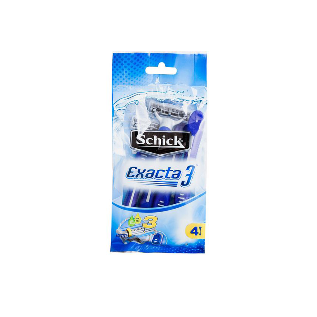 تیغ اصلاح مردانه 3 لبه مدل Exacta 3 بسته 4 عددی شیک