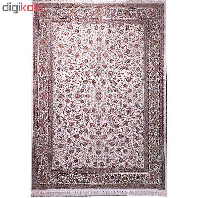 فرش ماشینی زمرد مشهد طرح افشان 45000 زمینه کرم