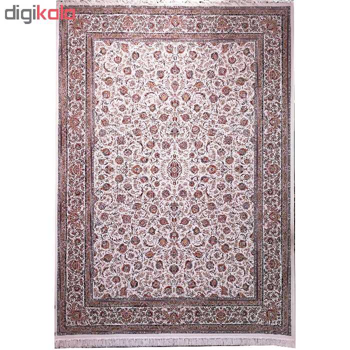 فرش ماشینی زمرد مشهد طرح افشان 45000 زمینه کرم