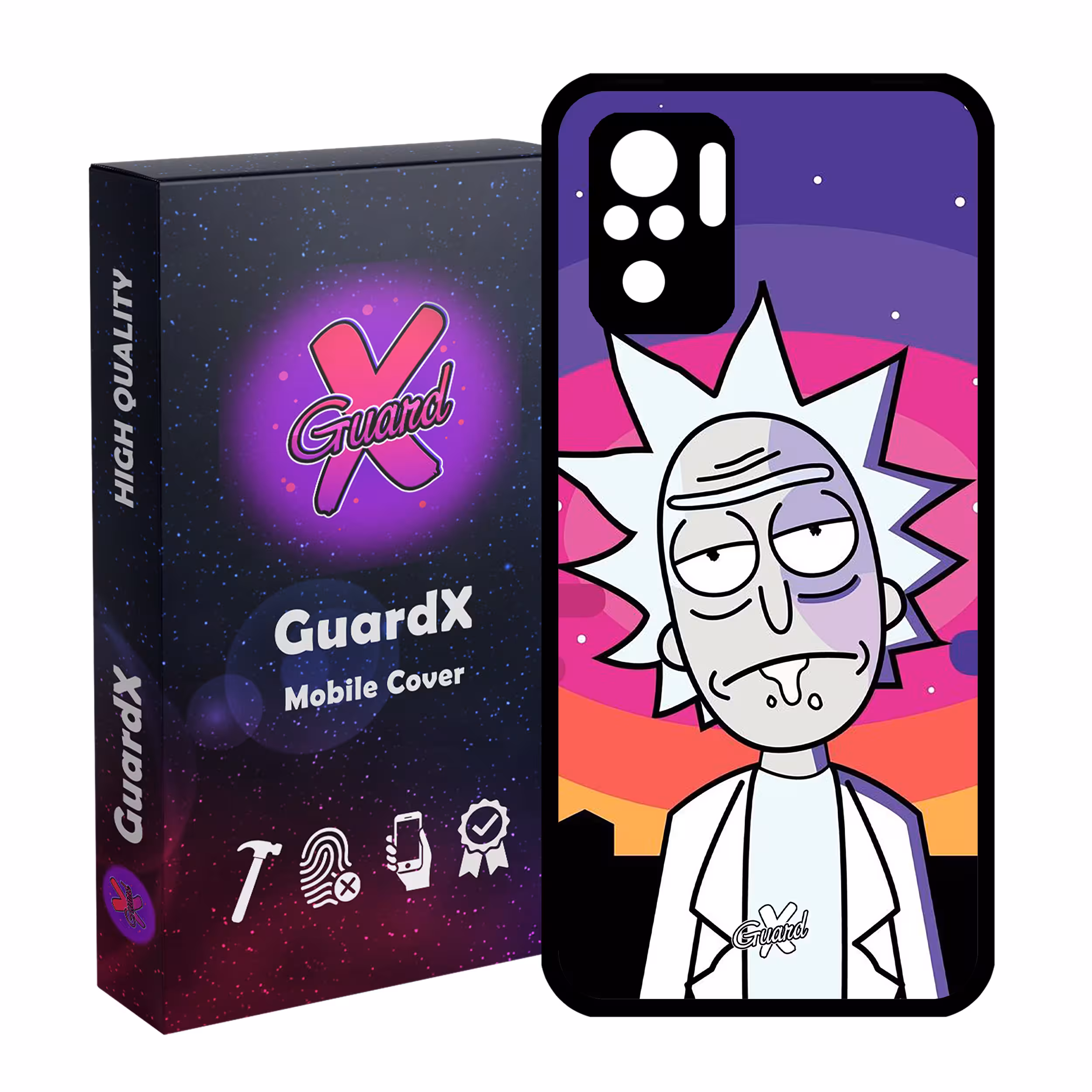 کاور گارد ایکس طرح Rick and Morty مدل Glass10099 مناسب برای گوشی موبایل شیائومی Redmi Note 10 4G / Note 10S