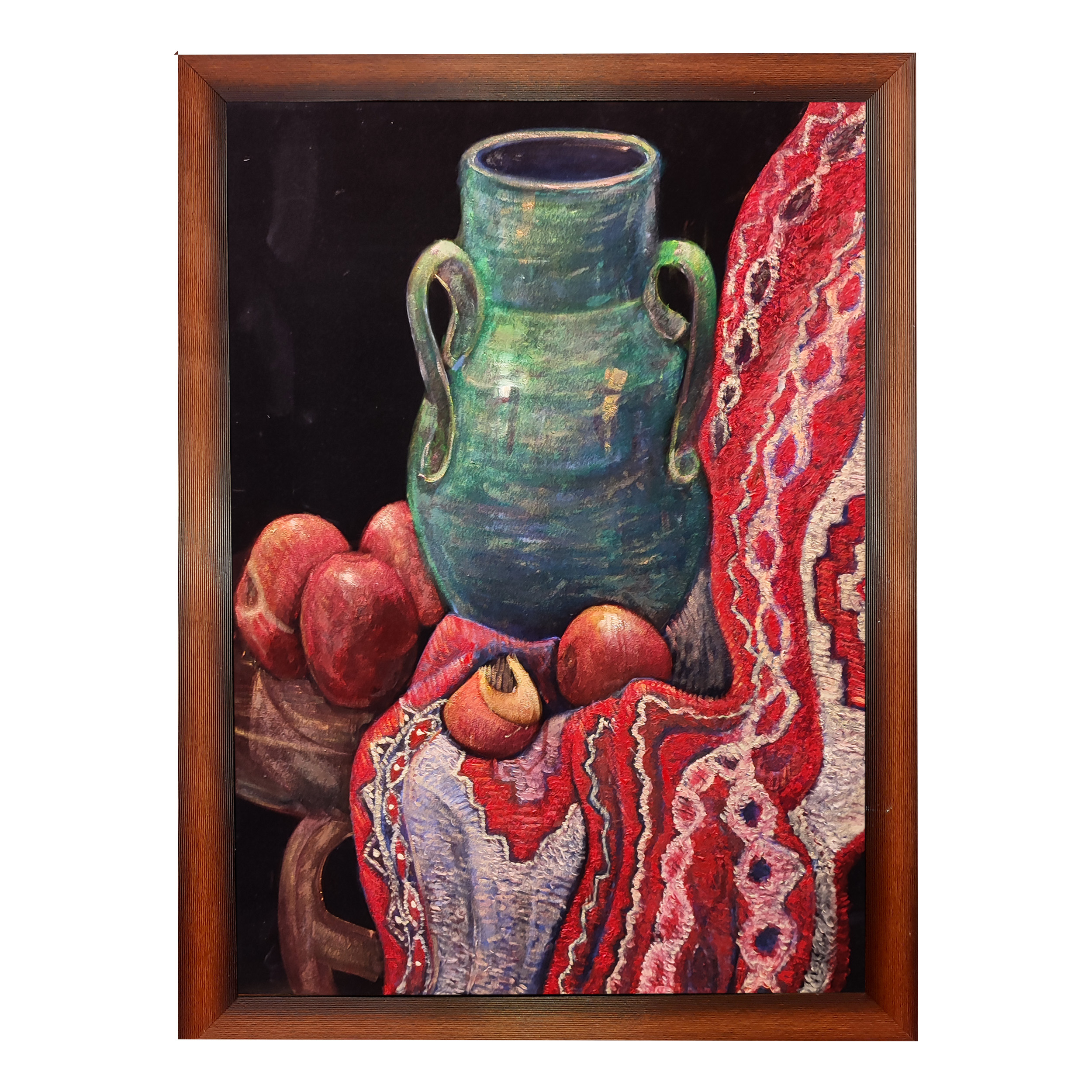 تابلو نقاشی رنگ روغن طرح کوزه و انار مدل ss