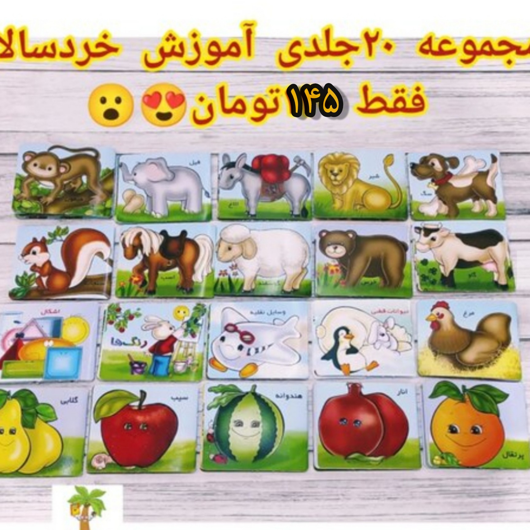 20جلد کتاب آموزشی داخل یک کیف برای کودکان 1 تا 5 سال