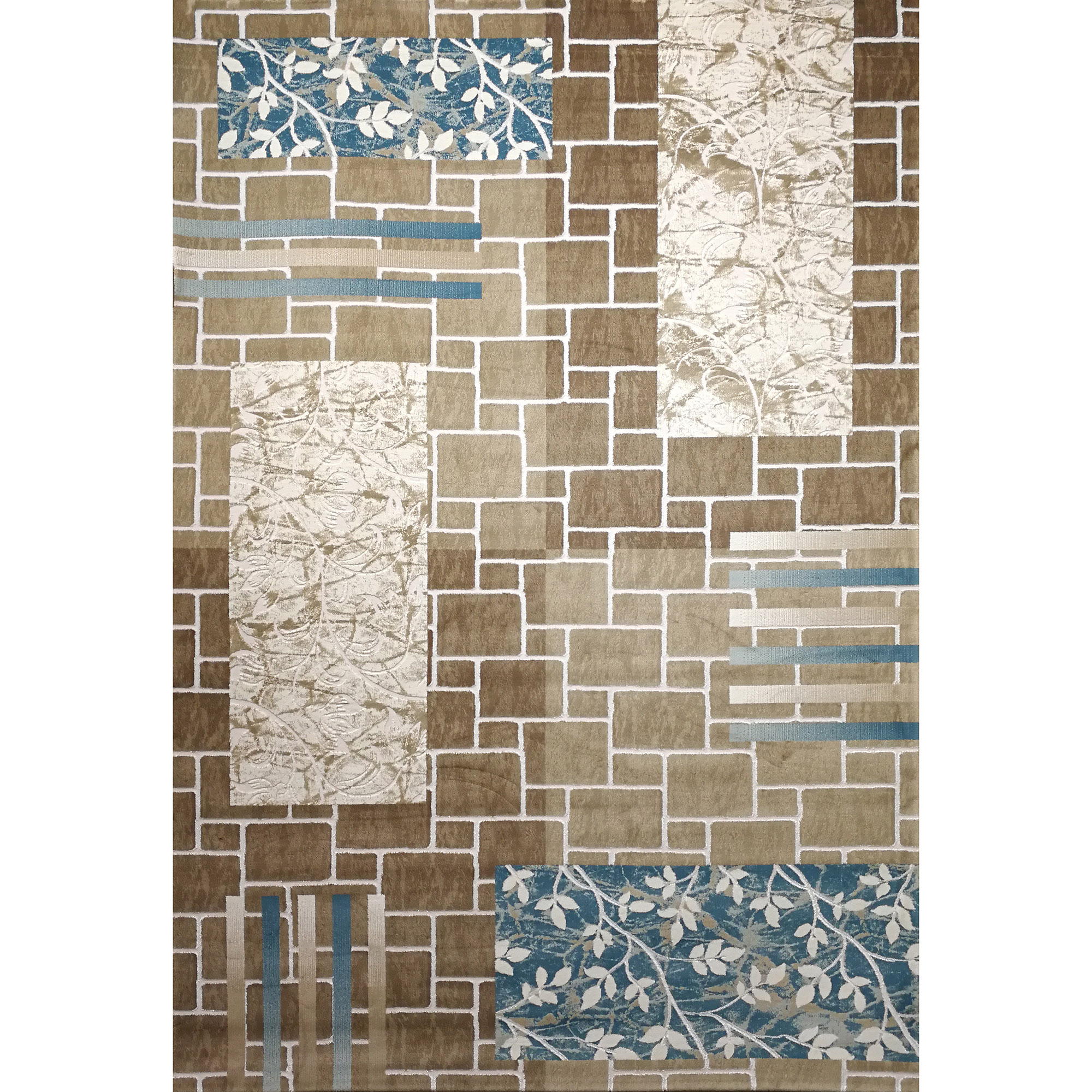 فرش ماشینی زمرد مشهد مدل KR05 زمینه آبی