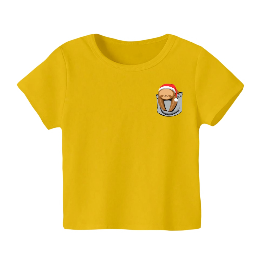 تی شرت آستین کوتاه بچگانه مدل خرس کریسمس کد 4 رنگ زرد
