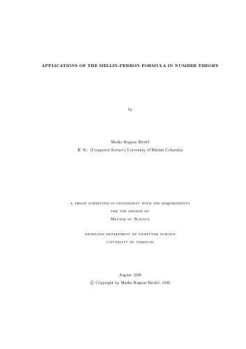خرید و دانلود نسخه کامل کتاب Applications of the Mellin-Perron formula in number theory