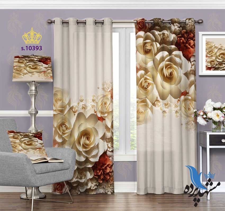 پرده پانچ طرح گل S10393
