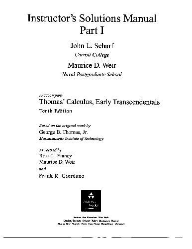 خرید و دانلود نسخه کامل کتاب Thomas&#039; Calculus, Early Trascendentals Instructors Solutions Manual
