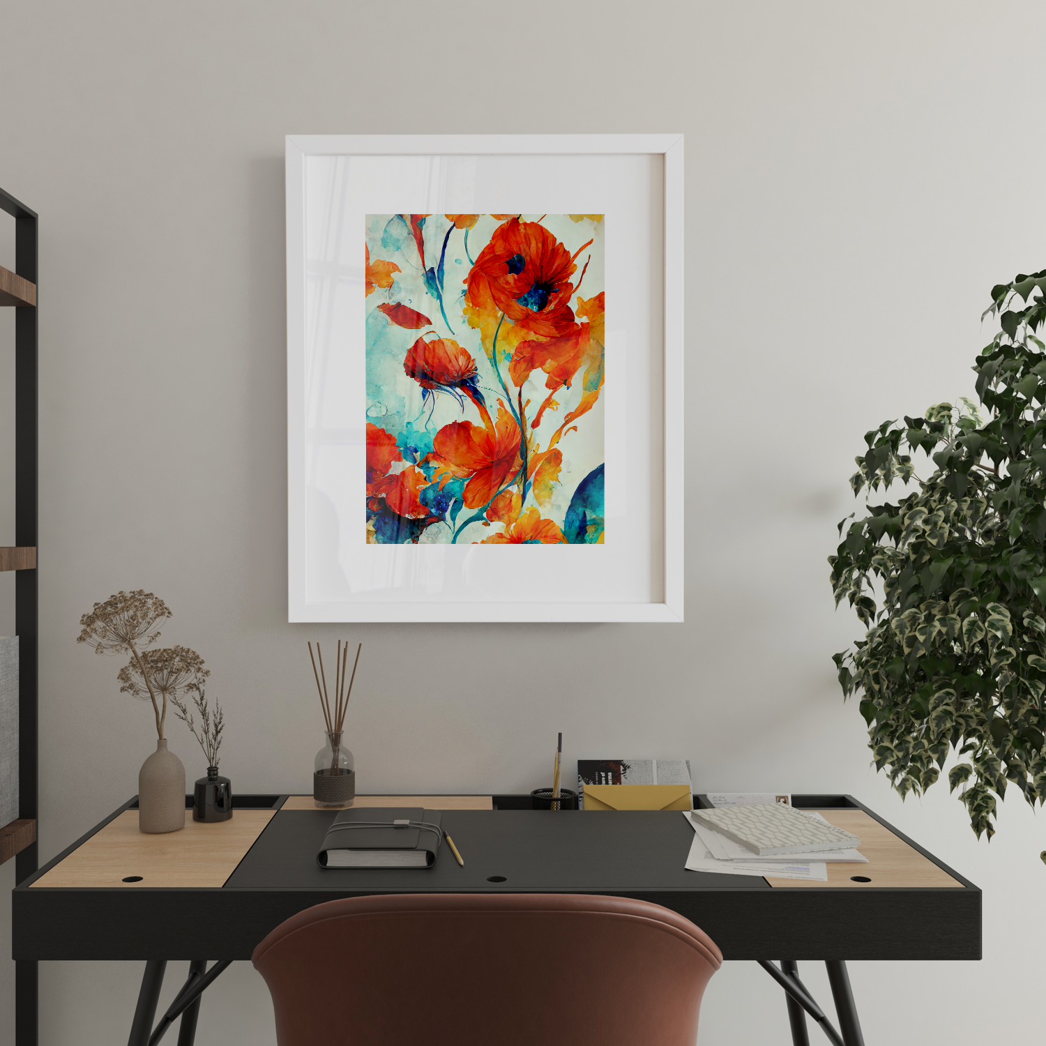 تابلو مدل آبرنگی طرح گل کد 474