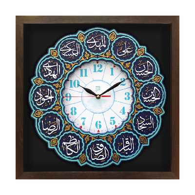 ساعت دیواری لوح هنر طرح دوازده امام علیهم السلام کد 206