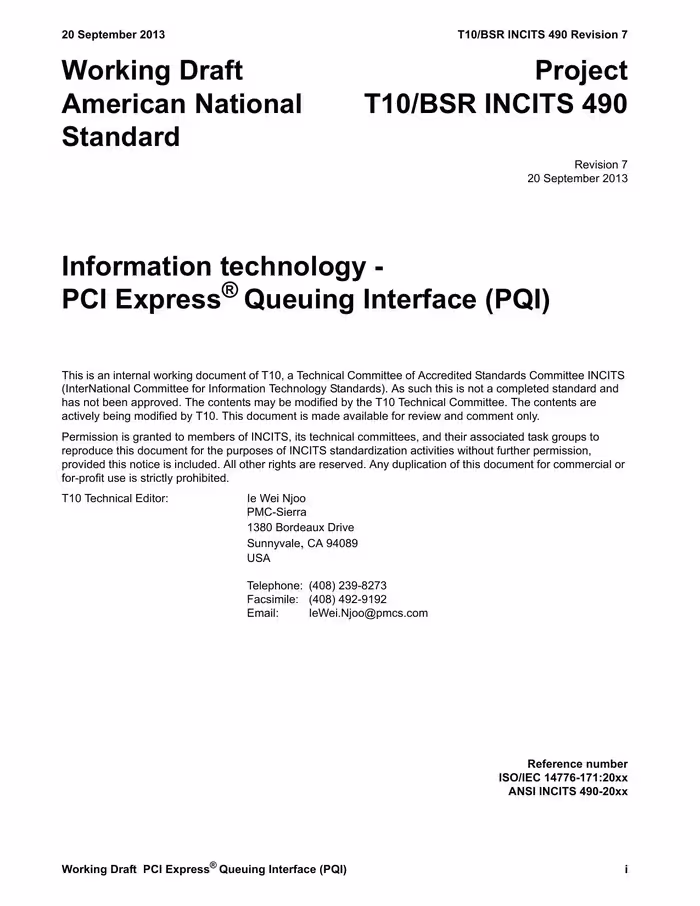 خرید و دانلود نسخه کامل کتاب SCSI - PCI Express Queuing Interface (PQI r07)