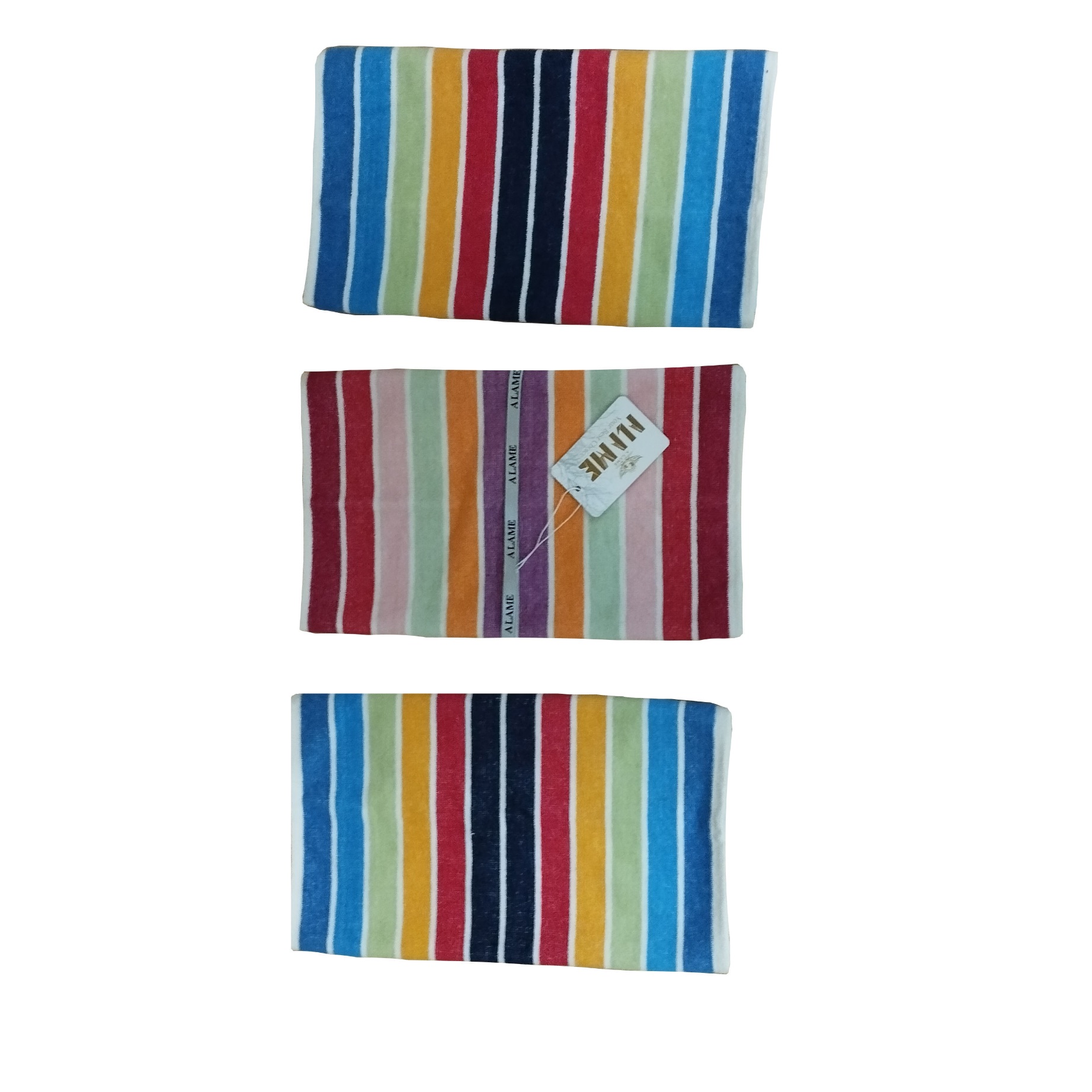 حوله دستی آلامع طرح راه راه الوان سایز 35×70 سانتی متر مجموعه سه عددی