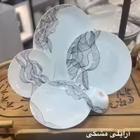 سرویس 25 پارچه ارکوپال مقصود گرد کلاسیک برند دینو طرح ارایلی مشکی